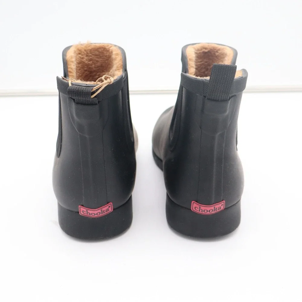 Chooka Womens Black Chelsea Rain Boots Plush Lined Waterproof Size 11 NEW